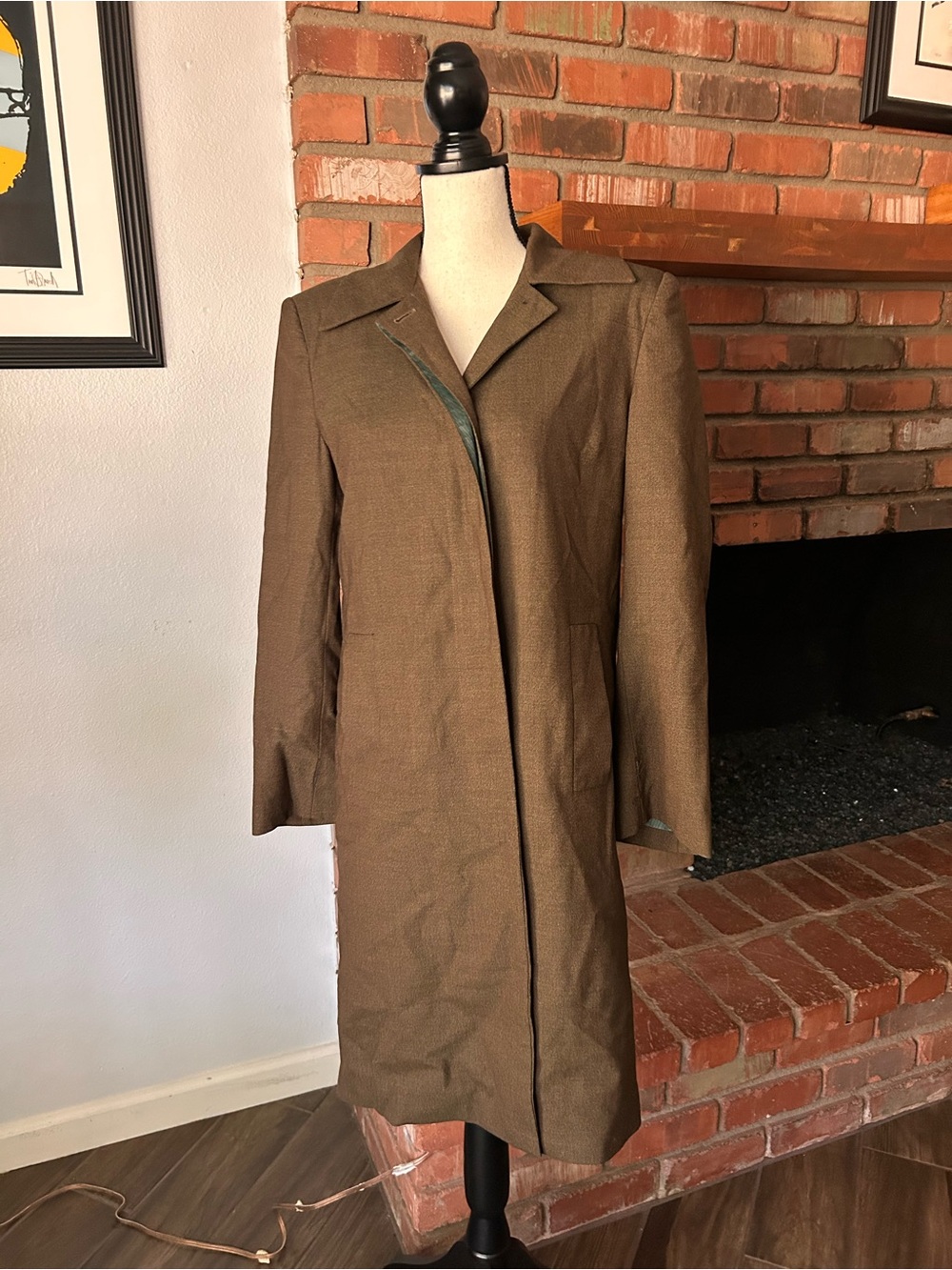 VTG Missoni Trench Coat in Olive Green/Brown Sz 6 US